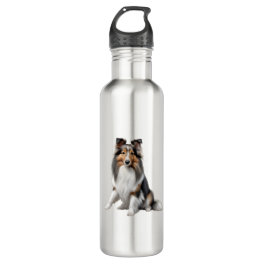 Color pencil sketch of a Shetland Sheepdog. Essen Stainless Steel Water Bottle