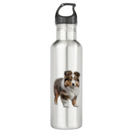 Color pencil sketch of a Shetland Sheepdog. Essen Stainless Steel Water Bottle