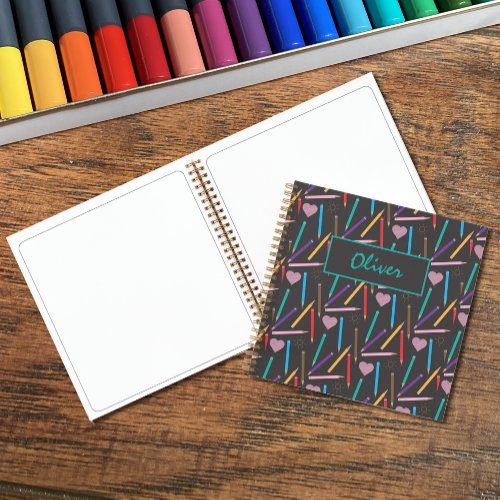 Color Pencils Doodle Personalized Kid Sketchbook Notebook