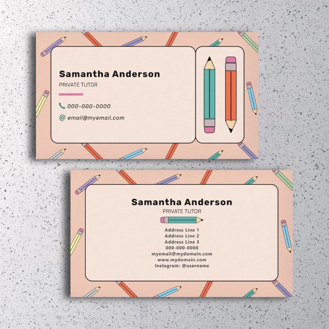 Color Pencils, Private Tutor Business Card (Color Pencils, Private Tutor Business Card)