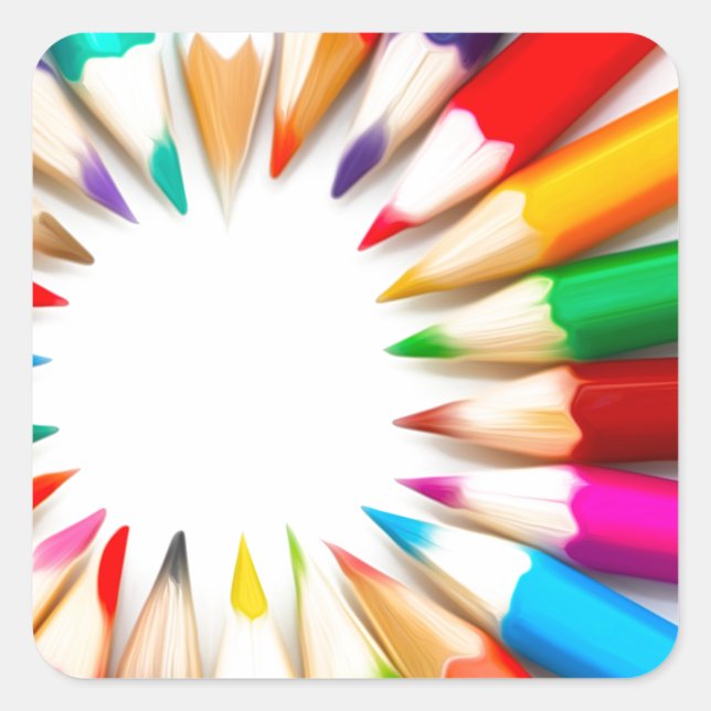Color Pencils Square Sticker (Front)