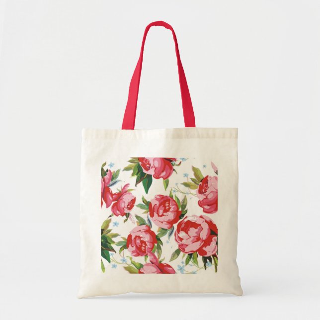 Color Peony Seamless Pattern Tote Bag (Front)