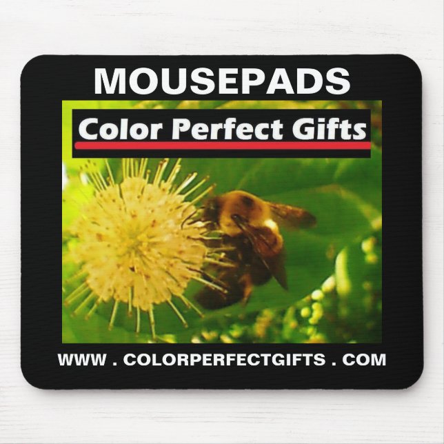Color Perfect Gifts Advertisement Bumblebee Nectar Mouse Pad (Front)
