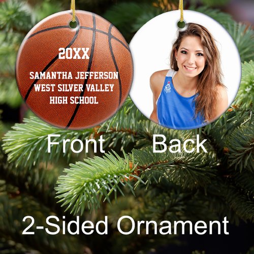 Color Photo Basketball Sports Graduation School Ceramic Ornament