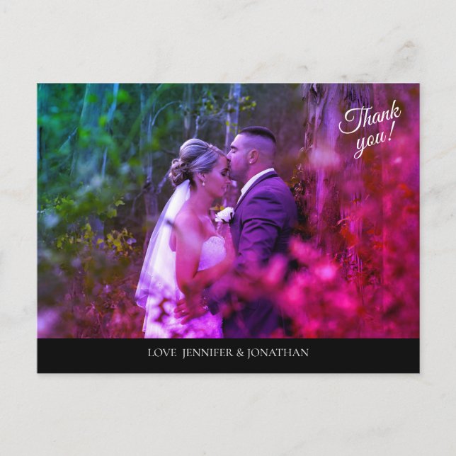 Color Photo & Black Thank You Postcard (Front)