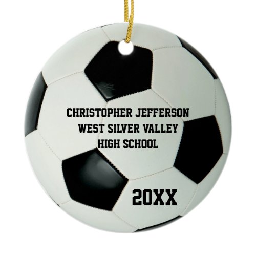 Color Photo Soccer Ball Sports Ceramic Ornament