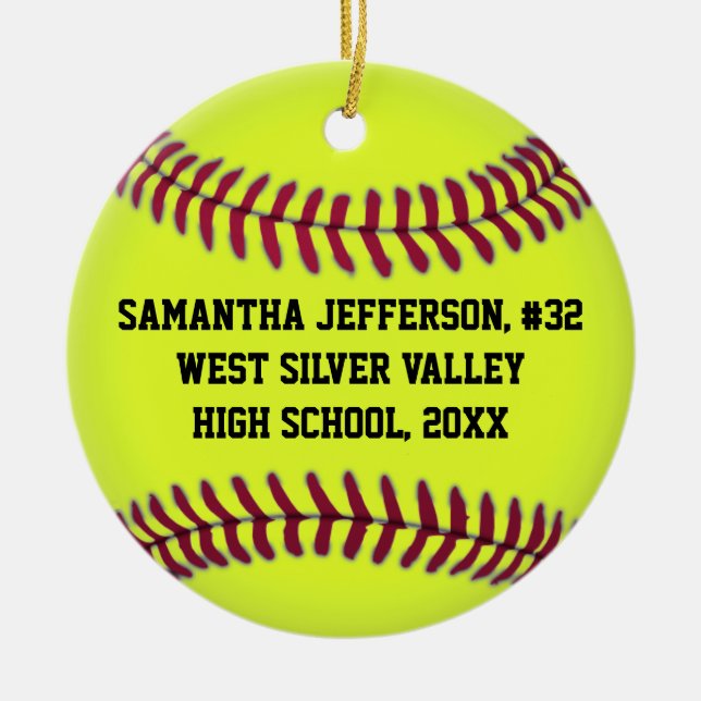 Color Photo Softball Sports Ceramic Ornament (Front)