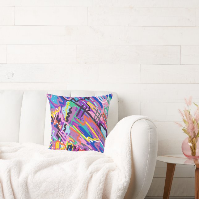 Color Play Abstract Art  Throw Pillow (Couch)