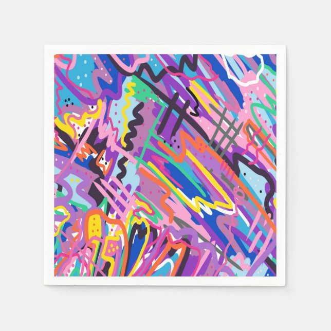 Color Play Abstract Print Napkins (Front)