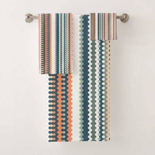 Color_Play Geo Striped Design Bath Towel Set