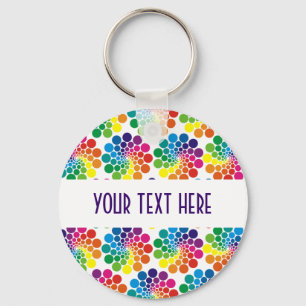 Color Points Circle Pattern + your backgr. & text Keychain