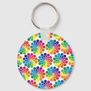 Color Points Circle Pattern + your background Keychain