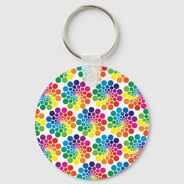 Color Points Circle Pattern + your background Keychain (Front)