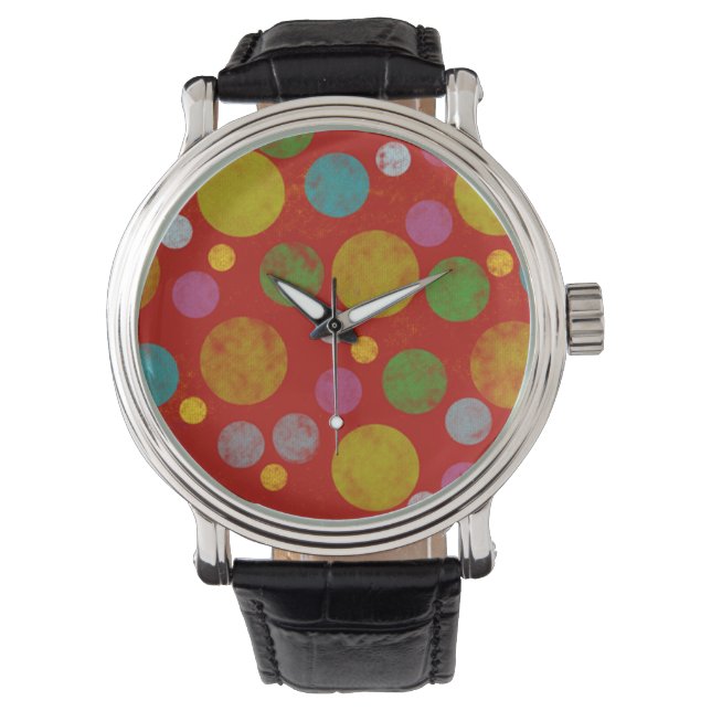 color polka dots pattern watch (Front)