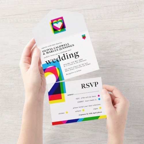 Color Pop All in One Wedding Invite