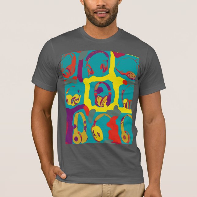 color pop art dj headphones T-Shirt (Front)