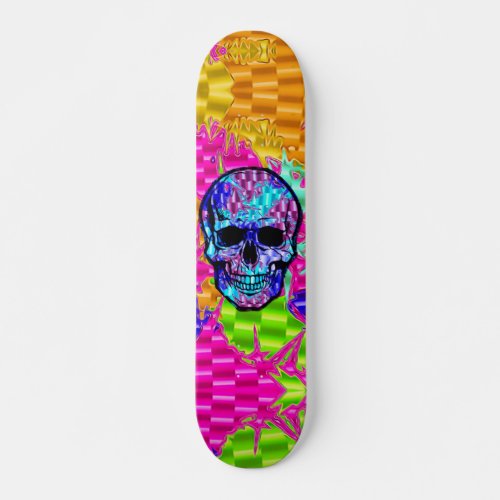 Color Pop Chrome Skull Skateboard
