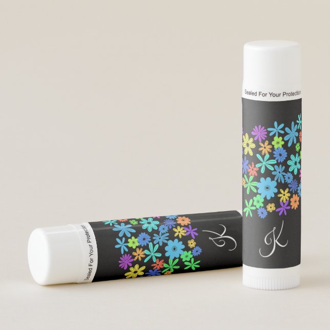 Color Pop Cute Flowers Monogram Lip Balm (Front)