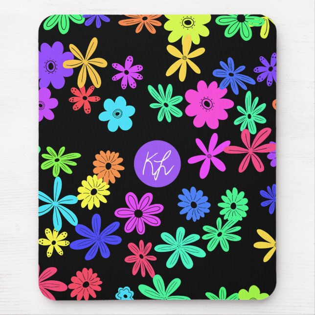 Color Pop Cute Flowers Personalized Mouse Pad (Front)