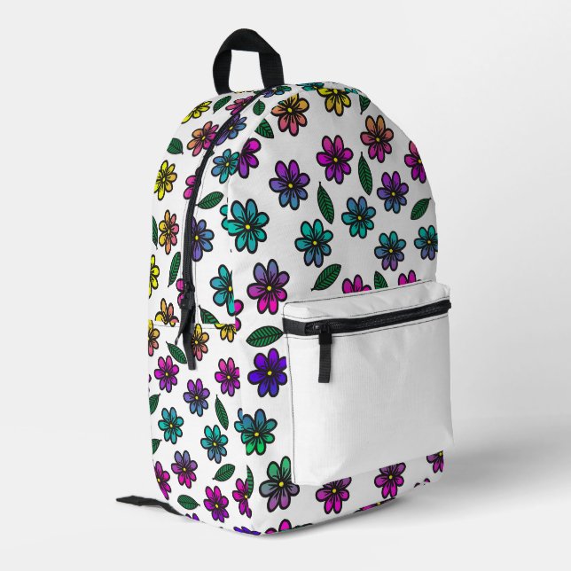 Color Pop Flower Printed Backpack (Back Corner Left)