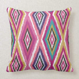 Color Pop Ikat Diamonds Throw Pillow