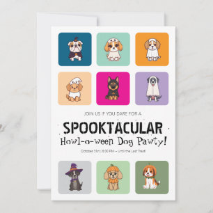 Color Pop Modern Howl O Ween Dog Halloween Party Invitation