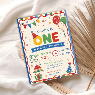 Color Pop ONE Birthday Party Invitation