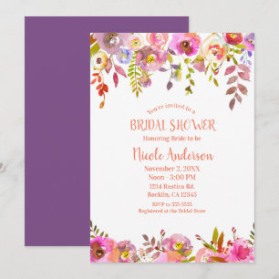 Color Pop Orange Pink Spring Flower Bridal Shower Invitation