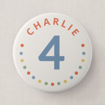 Color Pop Party Big Birthday Age Badge with Name