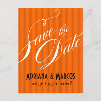 Color Pop Pinstripe Save the Date | orange Announcement Postcard