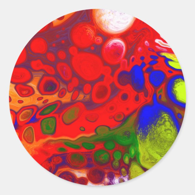 Color Pop | Red Blue Fluid Art   Classic Round Sticker (Front)