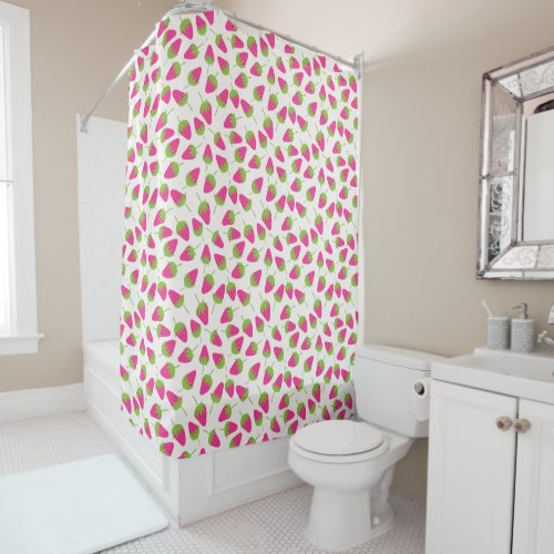 Color Pop Strawberries Shower Curtain