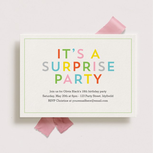 Color Pop Surprise Birthday Party Invitation (Creator Uploaded)
