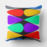 Color-Pop Teardrop Geometry on Black Diamond Strip Throw Pillow