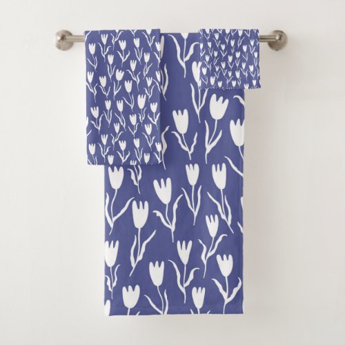 Color Pop Tulips _ Blue Purple Bath Towel Set