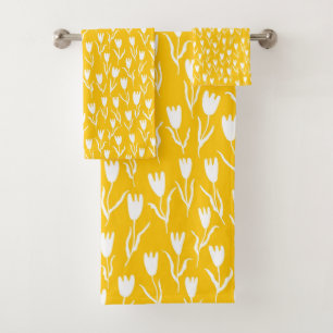 Color Pop Tulips - Yellow Mustard  Bath Towel Set