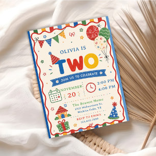 Color Pop TWO Birthday Party Invitation