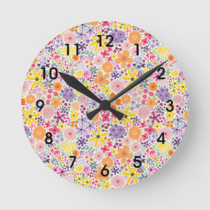 Color Pop Wildflowers Round Clock