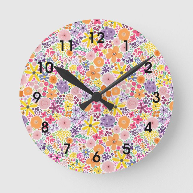 Color Pop Wildflowers Round Clock (Front)