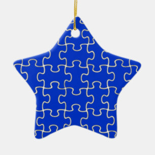 color puzzle pieces ceramic ornament