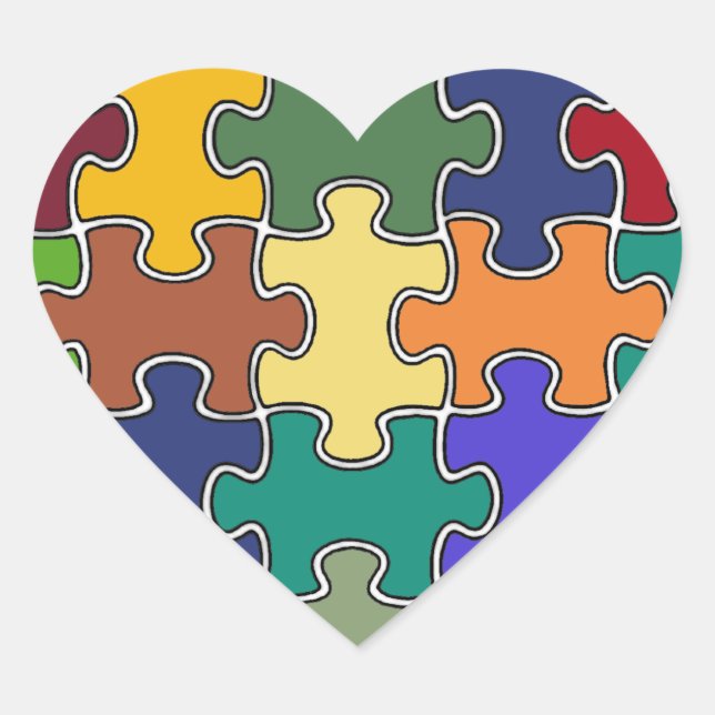 color puzzle pieces heart sticker (Front)
