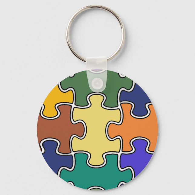 color puzzle pieces keychain (Front)