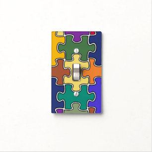 color puzzle pieces light switch cover