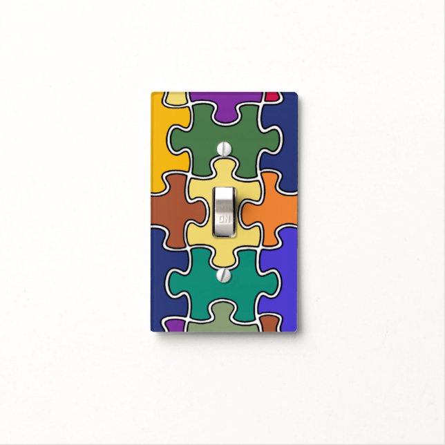 color puzzle pieces light switch cover (In Situ)