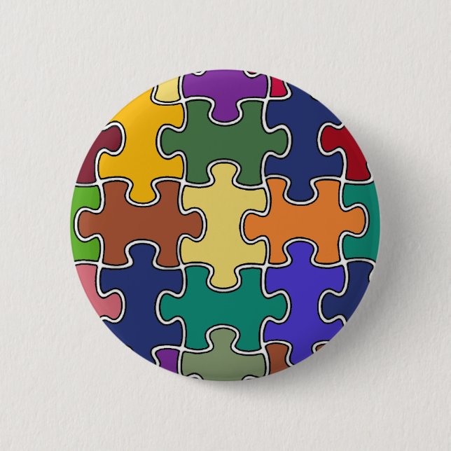 color puzzle pieces pinback button (Front)