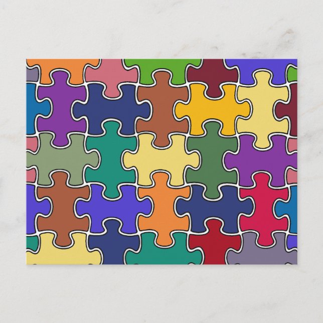 color puzzle pieces postcard (Front)