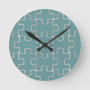 color puzzle pieces round clock
