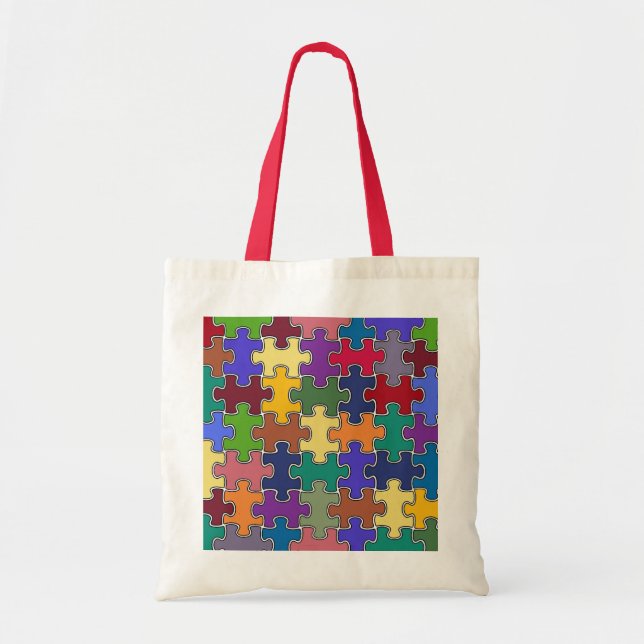 color puzzle pieces tote bag (Front)