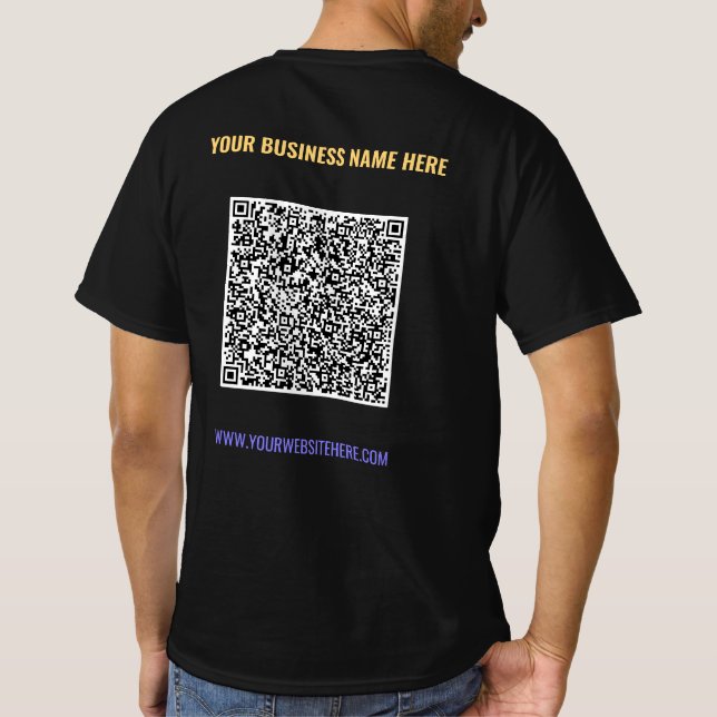 Color QR Code and Text Business T-Shirt Template (Back)