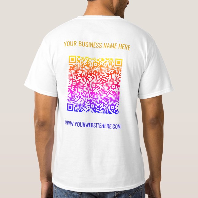 Color QR Code Custom Text Business T-Shirt Example (Back)